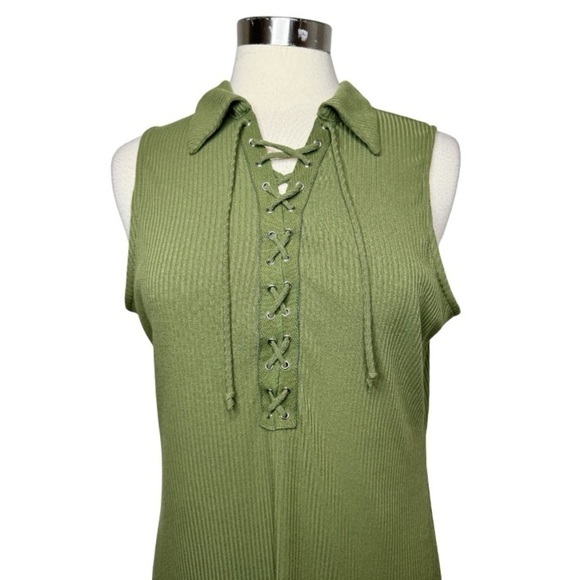 MODCLOTH Casual Sensations Green Lace Up Front Maxi Dress size L - Picture 3 of 10